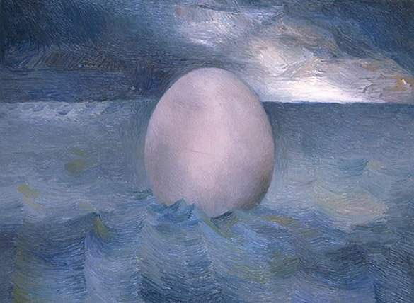 "Egg and Ocean" Oil on linen, 42in x 56in, 2001