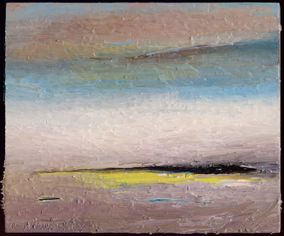 "Mudflat, Fog" Oil on Panel, 6 1/2 in x 7 3/4 in, 2001